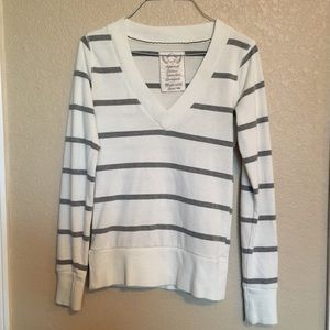 Grey and white striped sweater
